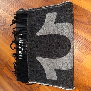 True Religion Charcoal and Black Knit Scarf